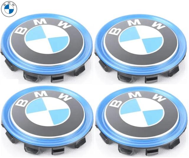 【Ms】BMW 純正 ホイール ブルーリング センターキャップ 4個/1台分（直径：68mm） ビーエムダブリュー F30 330e  F15 40eX 正規品 ブルー ホイールハブキャップ ブルーメタリック 3613-6883-558 36136883558