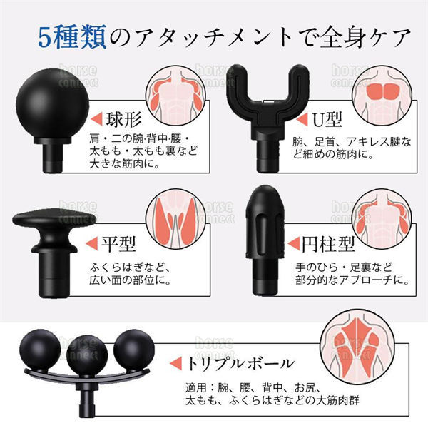 マッサージガン 筋膜リリースガン 背中 マッサージ機 Type-C充電式 家庭用 5種類のヘッド 電動ガン 首 腰 軽量 アーム付き プレゼント_7