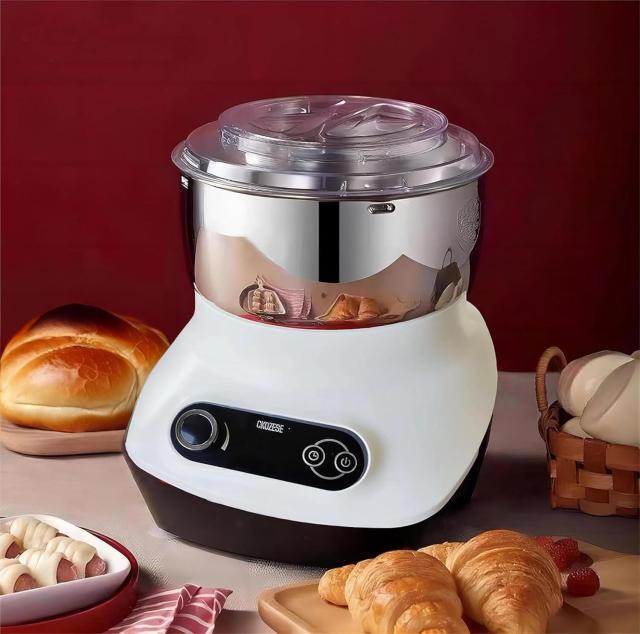 パンこね機 5L 家庭用パンニーダー 生地こね バター攪拌 エッグウィスク 透明蓋 ステンレス製ポット こね機 手作りパン 生地 パンこね器