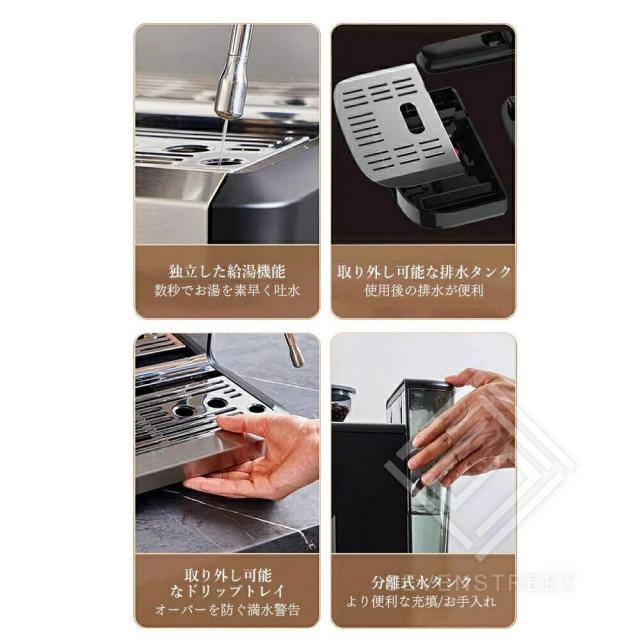 コーヒーメーカーコーヒーマシン ホットコーヒーメーカー半自動 ー人用30杯分シャワードリップ式最速30秒ステンレス1.5Lタンクアイスコーヒーカフェラテコーヒー豆アフタヌーンティー保温機能朝ごはんミルク新年会 クリスマスプレゼント 業務用 家庭用_8