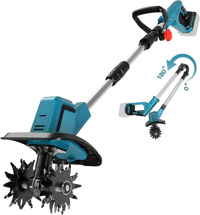 電動耕うん機 コードレス充電式耕運機 家庭用 850W 21Vバッテリー1個付き 強力ブラシレスモーター 4 枚刃 電動 ミニ耕運機 小型 女性でも 簡単操作 伸縮・折りたたみ式