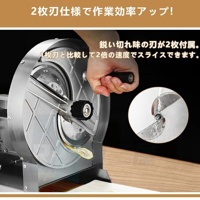 キャベツスライサー 野菜スライサー 野菜カッター きゃべつスライサー 手動 0-10mm 回転式 業務用・家庭用 野菜/果物/ポテト/キュウリ/人参/レモン/葱/きゃべつ 304#ステンレス鋼【吸盤6枚付】 【替刃2枚付】 長尺物/大物食材に適用_4