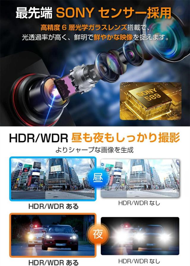 ドライブレコーダー 前後 ミラー型 日本語 カメラ 超広角 IMX335 センサー 高画質 4K HD 800万画素 11インチ 暗視能 2025 新生活 GPS搭載 説明書付 常時録画 駐車監視 ノイズ対策 WDR 暗視 防水 日本車仕様 右ハンドル 64Gカード付_5