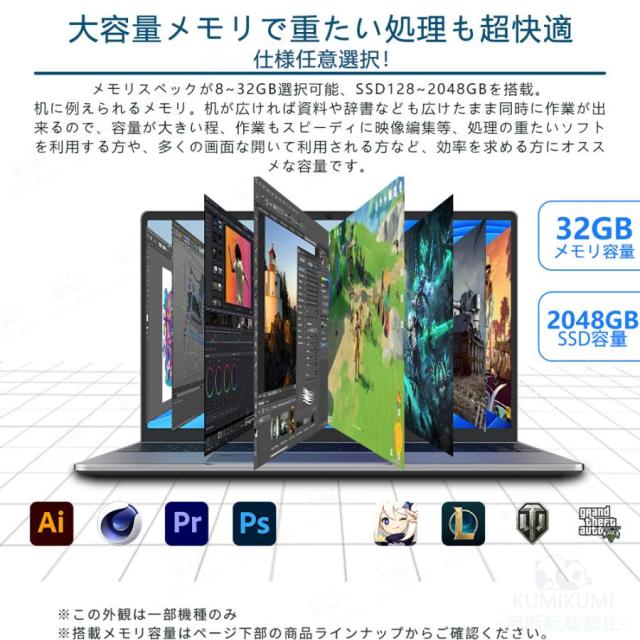 ノートパソコン 第13世代インテル 2025年モデル 高解像度IPS液晶 Core-i7 Celeron N5095 N95 メモリ32GB SSD 2TB可 パソコン 日本語 Webカメラ 指紋認証 WIFI Bluetooth 15.6インチ 16インチ プレゼント 事用 学習用 在宅勤務_7