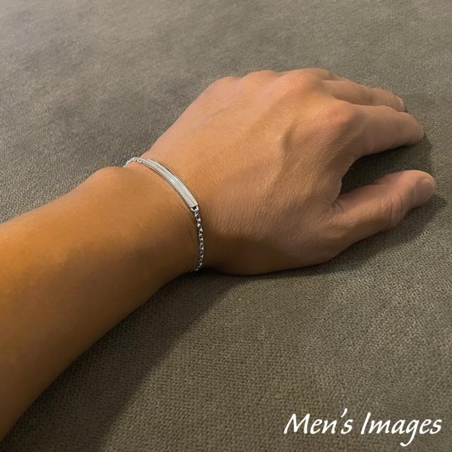 ブレスレット レディース メンズ シルバー925 プレート 模様 彫り ツヤ 艶 アズキチェーン 小豆 シンプル 上品 お揃い ペアにも お肌に優しい 金属アレルギー対応 彼氏 彼女 恋人 誕生日 記念日 プレゼント ギフト 送料無料_14