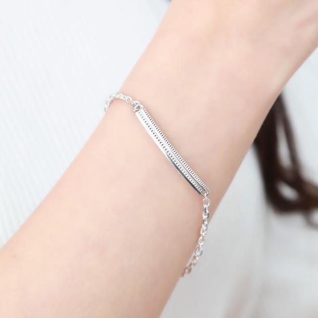 ブレスレット レディース メンズ シルバー925 プレート 模様 彫り ツヤ 艶 アズキチェーン 小豆 シンプル 上品 お揃い ペアにも お肌に優しい 金属アレルギー対応 彼氏 彼女 恋人 誕生日 記念日 プレゼント ギフト 送料無料_3