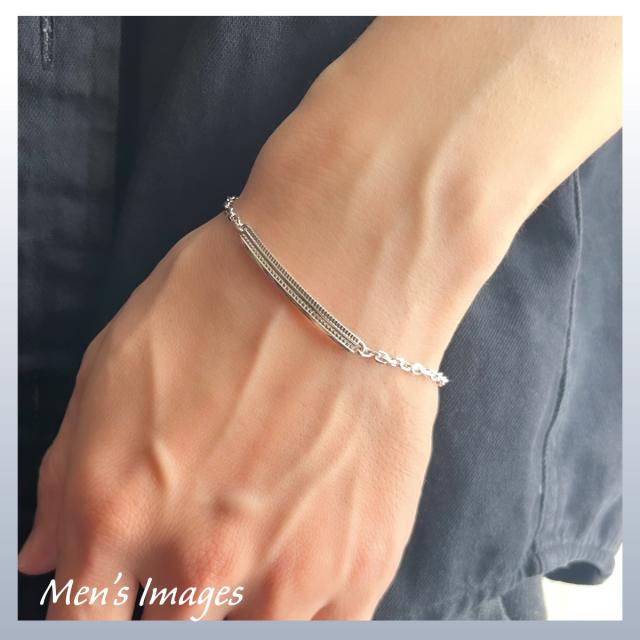 ブレスレット レディース メンズ シルバー925 プレート 模様 彫り ツヤ 艶 アズキチェーン 小豆 シンプル 上品 お揃い ペアにも お肌に優しい 金属アレルギー対応 彼氏 彼女 恋人 誕生日 記念日 プレゼント ギフト 送料無料_7