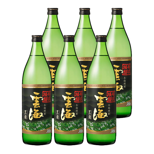 雲海そば 黒麹 25度 瓶 900ml×6本 そば焼酎 雲海酒造※北海道・東北