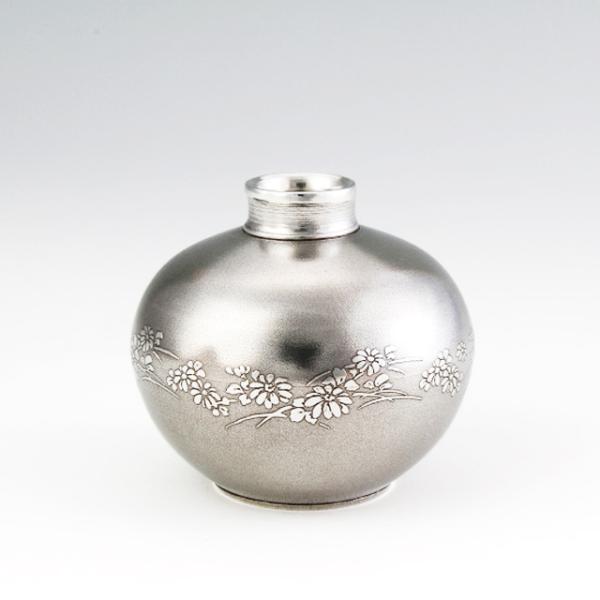 薩摩錫器 錫 花器 一輪挿し H9.5 Φ10.5 128 薩摩錫器工芸館　代引不可