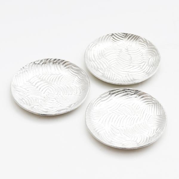 薩摩錫器 錫 銘々皿 丸型 縦10cm×横10cm 3枚セット [No.1300-1-3] 薩摩錫器工芸館　代引不可