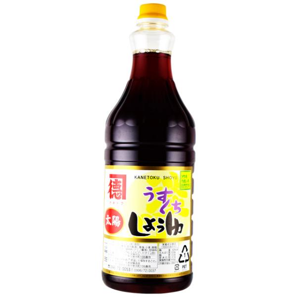 送料無料　カネトク醤油　太陽うすくち醤油　1.8L×6本　　佐賀屋醸造　薄口醤油　鹿児島の醤油※北海道・東北エリアは別途運賃が1000円発生します。