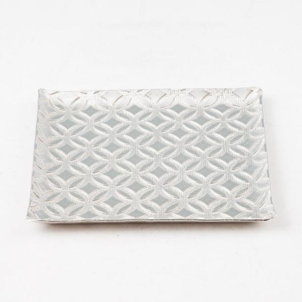 薩摩錫器 錫 切子大皿角型 七宝柄 縦14.5cm 横14.5cm 2010-4-B-1 代引不可　薩摩錫器工芸館