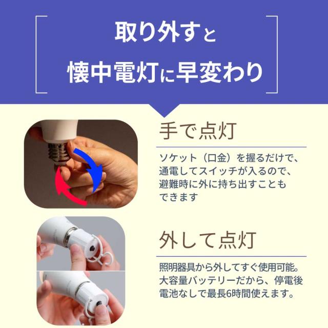 ◆【国土強靱化担当大臣賞 受賞】 いつでもランプ tsuita 電球色（4個セット）  停電しても消えない電球 防災電球 バッテリー内蔵 充電式電球 LED電球   減災 ツイタ ギフトフト プレゼント_14