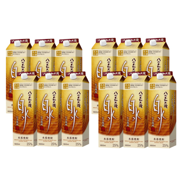 白水 麦 25度 1800mlパック 12本 送料無料 2ケース メルシャン 八代不知火蔵 1.8L はくすい
