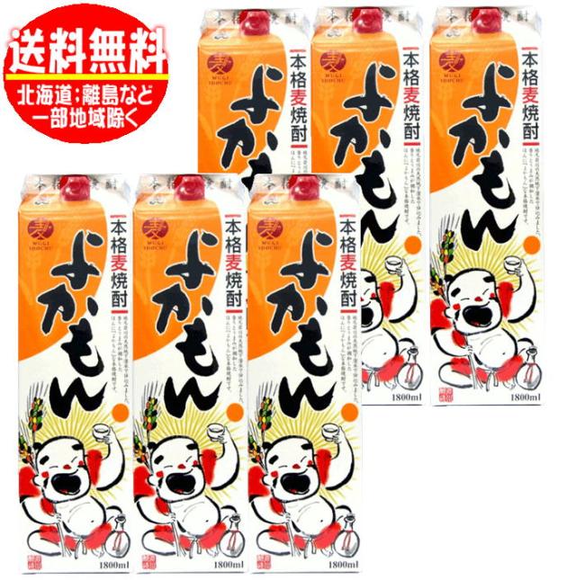 よかもん むぎ焼酎 25度 1800mlパック 6本 1.8L 1ケース 岩川醸造 麦焼酎 鹿児島 送料無料