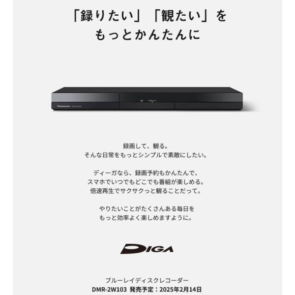 ★DMR-2W103 パナソニック ブルーレイディスクレコーダー 1TB ディーガ