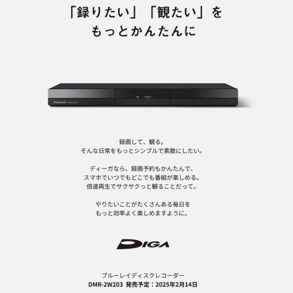 ★DMR-2W203 パナソニック ブルーレイディスクレコーダー 2TB ディーガ