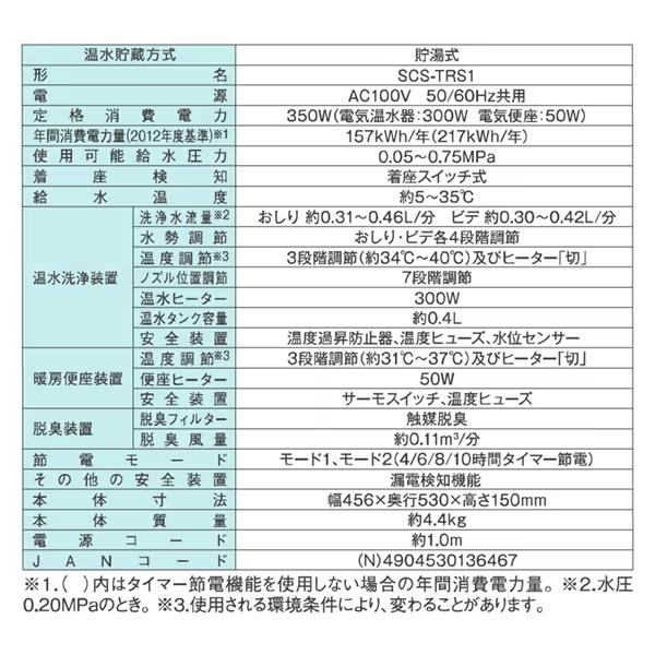東芝 温水洗浄便座 クリーンウォッシュ SCS-TRS1-N パステルアイボリー_5