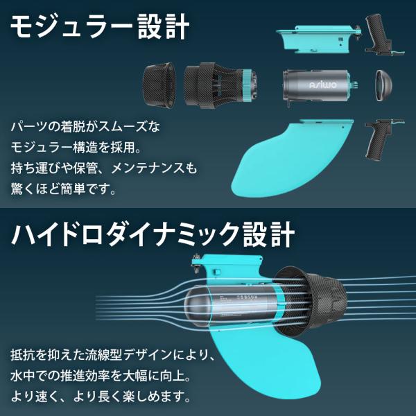 電動水中スクーター SUP電動モーター ASIWO アシウォ U1 ASW-U1 ダイビング シュノーケリング SUP カヤック フィンスラスター_8