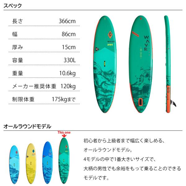 SUP インフレータブル スタンドアップパドルボード サップボード　AQUA TONE アクアトーン WAVE PLUS ウェーブプラス TS-212 サップ_4