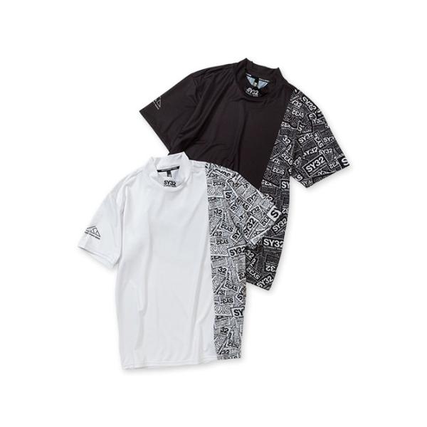 SY32 by SWEET YEARS Tシャツ 半袖 メンズ レディース 切替デザインモックネックTシャツ おしゃれ ブランド ゴルフ サッカー スポーツ 13406