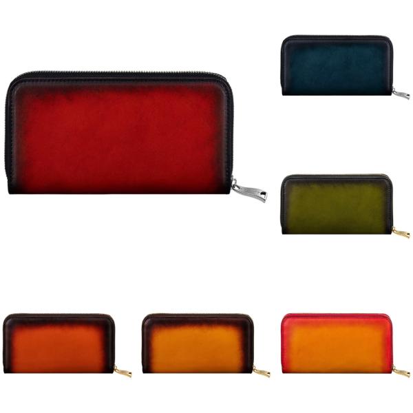 Lilyleather Design リリーレザーデザイン ラウンドファスナー 長財布 おしゃれ レザー 革 小銭入れ付 ぼかし染め