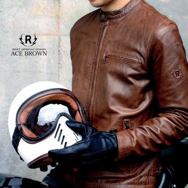 RIDEZ ジャケット ライダース メンズ おしゃれ かっこいい ブランド レザー 革 ACE RLJ110 BROWN【お取り寄せ】_3