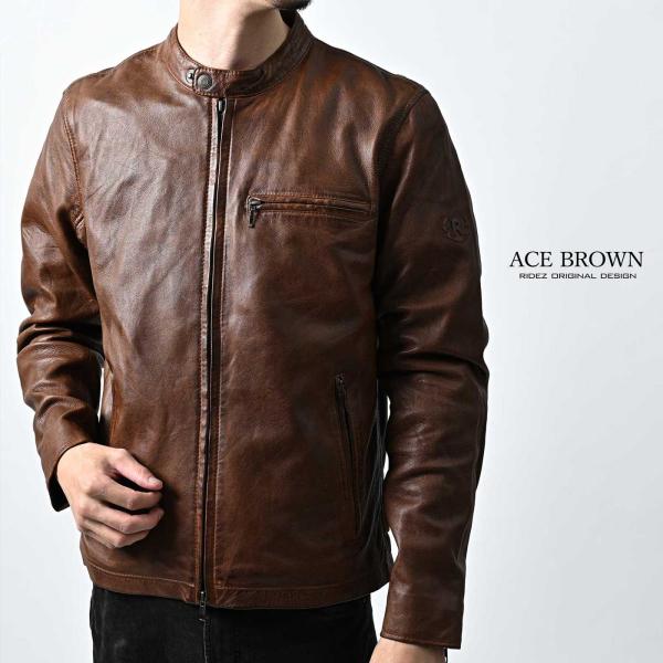 RIDEZ ジャケット ライダース メンズ おしゃれ かっこいい ブランド レザー 革 ACE RLJ110 BROWN【お取り寄せ】_5