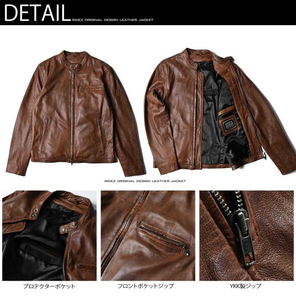 RIDEZ ジャケット ライダース メンズ おしゃれ かっこいい ブランド レザー 革 ACE RLJ110 BROWN【お取り寄せ】_7
