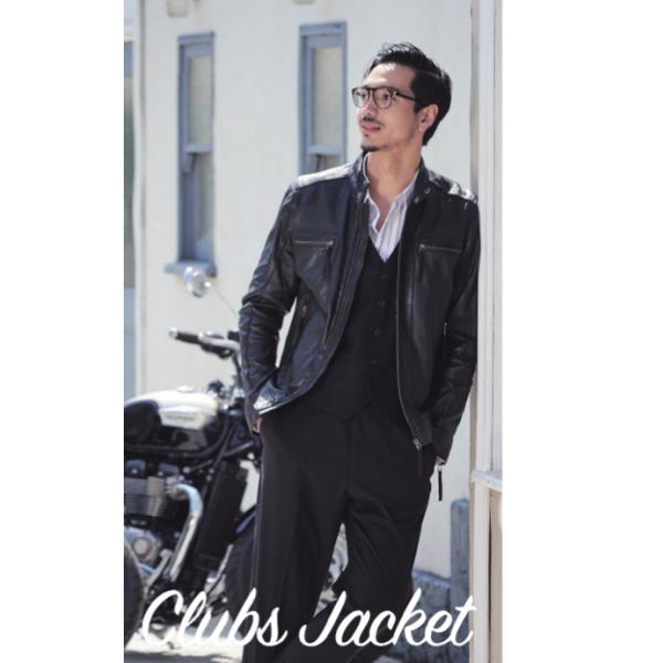 レザージャケット メンズ ライダース RIDEZ シングル CLUBS JACKET LampBlack RLJ202_5
