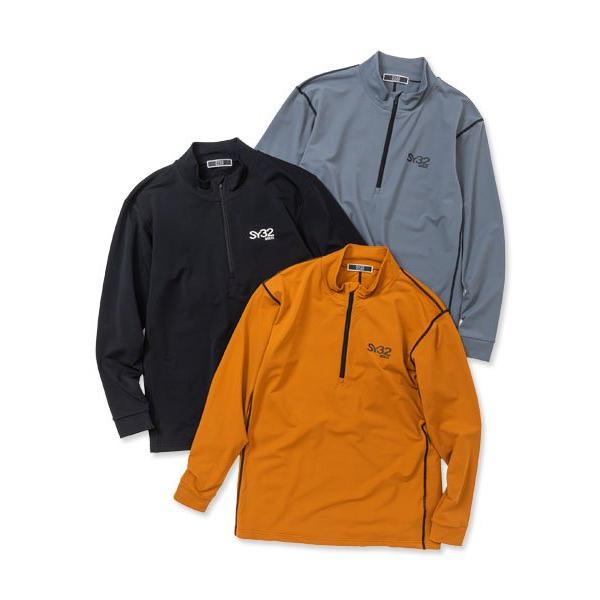 SY32 by SWEET YEARS ゴルフウェア モックネック Tシャツ 長袖 メンズ おしゃれ かっこいい ブランド SYG-23A004ABS【お取り寄せ】