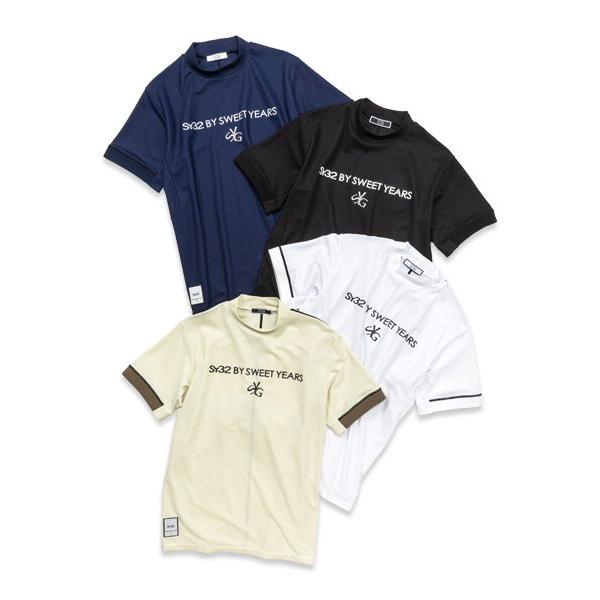 お取り寄せ SY32 by SWEET YEARS シャツ 半袖 モックネック 無地 レディース ブランド おしゃれ ゴルフ スポーツ SYG-24SABS14