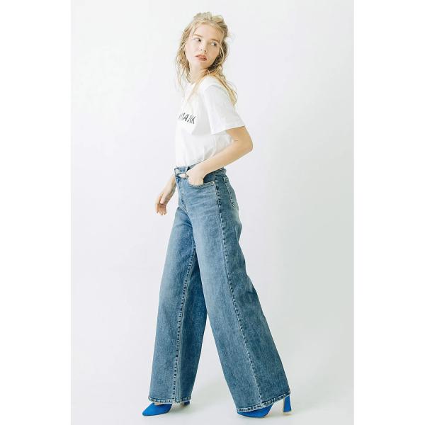 INDIMARK デニム レディース おしゃれ ブランド かわいい ハイウエスト ワイドデニム ブリーチ WJ038【お取り寄せ】