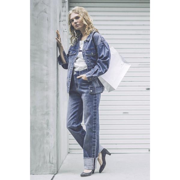 お取り寄せ商品 INDIMARK インディマーク ジーンズ デニム レディース パンツ おしゃれ ブランド 折り返し風デザイン セルビッチ ボーイフレンドデニム WJ143