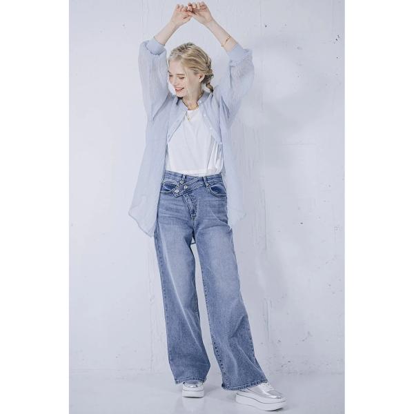 INDIMARK デニム レディース おしゃれ ブランド かわいい クロスウエスト ワイドデニム WJ180【お取り寄せ】