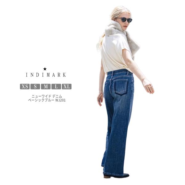 INDIMARK ジーンズ デニムパンツ レディース おしゃれ ブランド かわいい ニューワイド デニム ベーシックブルー WJ201【お取り寄せ】