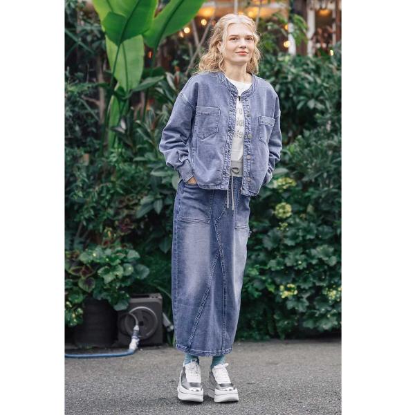 INDIMARK INDKNIT マキシ丈 ペインタースカート レディース おしゃれ ブランド かわいい インディゴ WK003【お取り寄せ】