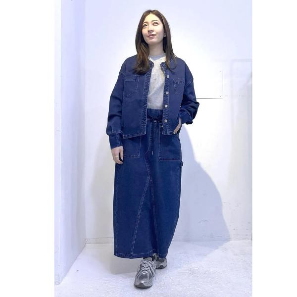 INDIMARK INDKNITデニム レディース おしゃれ ブランド かわいい マキシ丈 ペインタースカート ベーシックブルー WK015 【お取り寄せ】