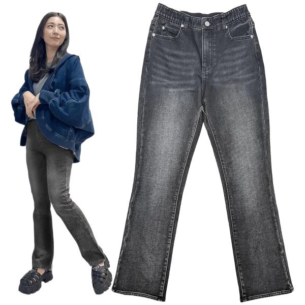 INDIMARK ジーンズ セミフレア カットデニム レディース おしゃれ ブランド かわいい 裏起毛 グレー WKH008【お取り寄せ】