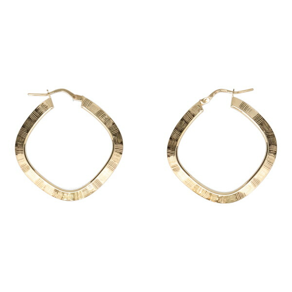 ウノアエレ UNOAERRE K18イエローゴールドスクエアデザインフープピアス 28307