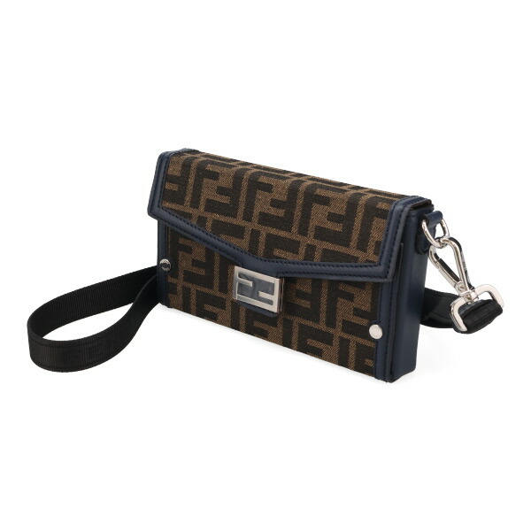 フェンディ バッグ メンズ FENDI バゲット ソフトトランク フォンポーチ 7AS139 AFBV F1MLW ブラウン+ネイビー ショルダーバッグ フォンバッグ_1
