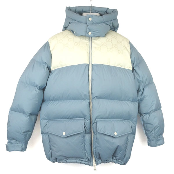 グッチ ダウンジャケット メンズ GUCCI 762558 Z8BNG 1121 ブルー サイズ48 Lサイズ相当