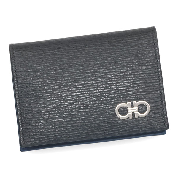 フェラガモ 名刺入れ メンズ Ferragamo ガンチーニ 66A062 0396 ブラック+ネイビー