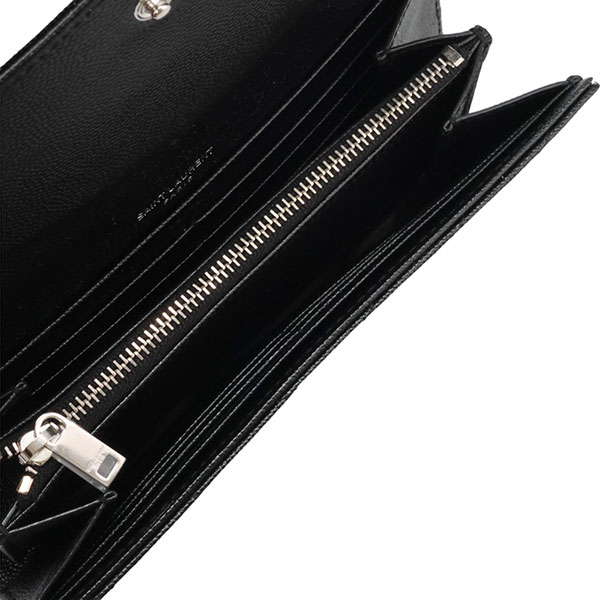 サンローラン 財布 レディース SAINT LAURENT モノグラム ラージフラップウォレット 372264 BOW02 1000 ブラック シルバー金具 長財布
