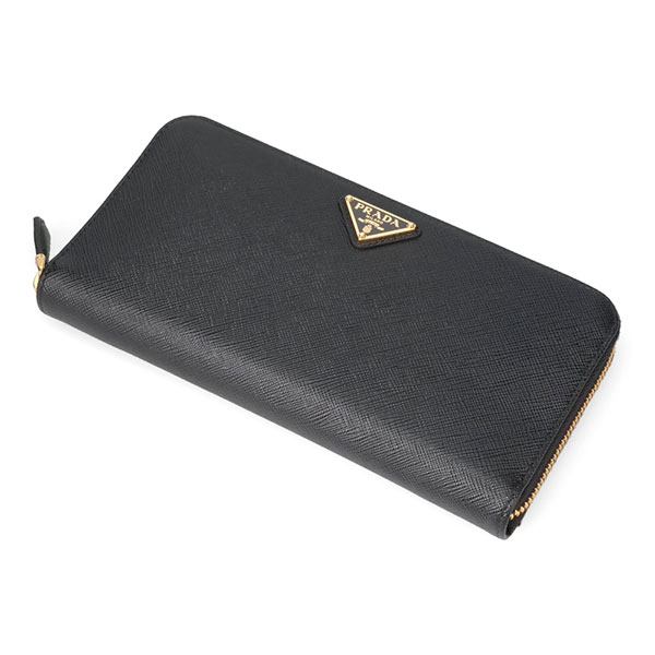 プラダ 財布 レディース PRADA サフィアーノトライアングル 1ML506 QHH F0002 ブラック 長財布 ラウンドファスナー_1