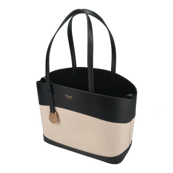 フェラガモ バッグ レディース FERRAGAMO チャームトートM 216797 0149 ナチュラル+ブラック トートバッグ_1