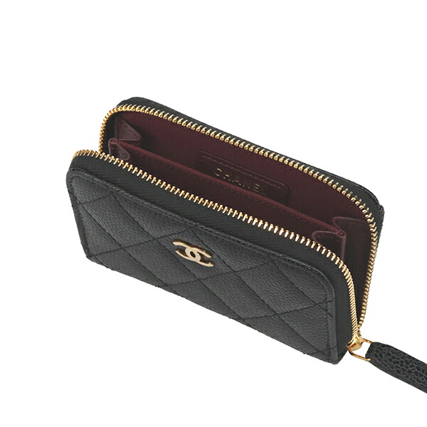 シャネル 小銭入れ レディース CHANEL クラシック ジップコインパース AP0216 Y01864 C3906 ブラック ゴールド金具 財布_4