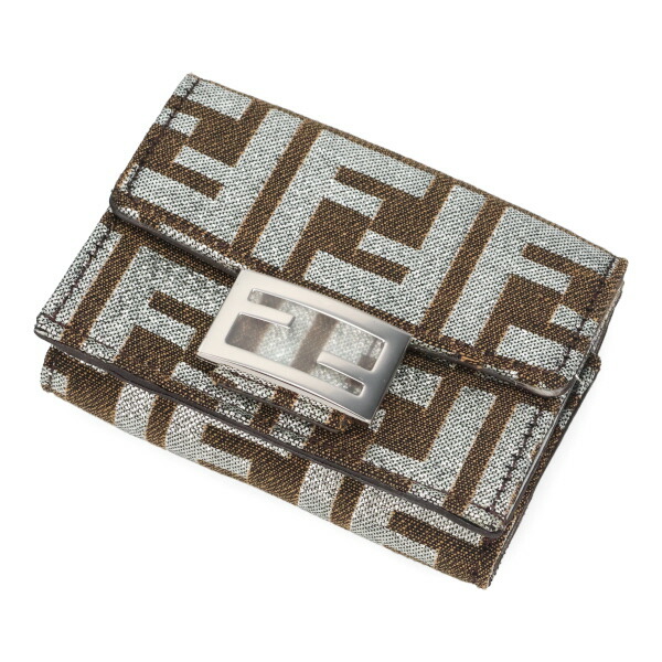 フェンディ 財布 レディース FENDI バゲット マイクロ 8M0395 APKV F1MZS カーキ+シルバー 三つ折り財布 ミニ財布_1