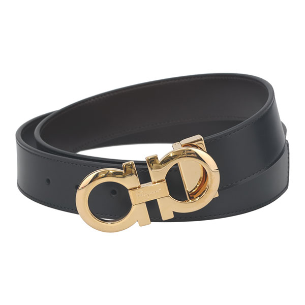 フェラガモ ベルト メンズ FERRAGAMO ガンチーニ リバーシブルベルト 675542 586940 ゴールドバックル ブラック+ダークブラウン 110cm