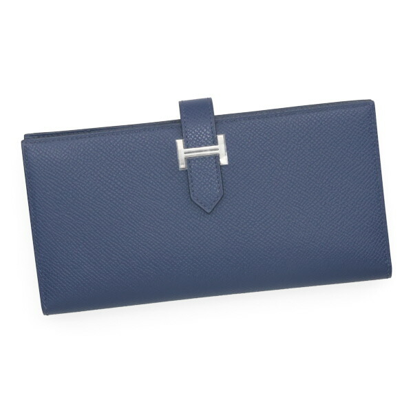 エルメス ベアン スフレ HERMES ヴォーエプソン ブルーサフィール シルバー金具 039785 W刻印